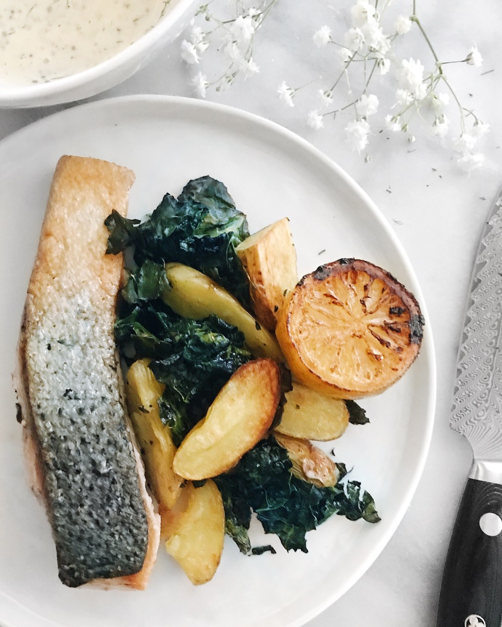 Recipe: Salmon with Roasted Mini Potatoes, Kale&nbsp;Chips