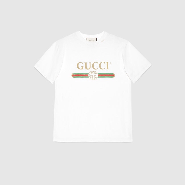 Gucci Distressed Printed Cotton T-Shirt | Gucci.com