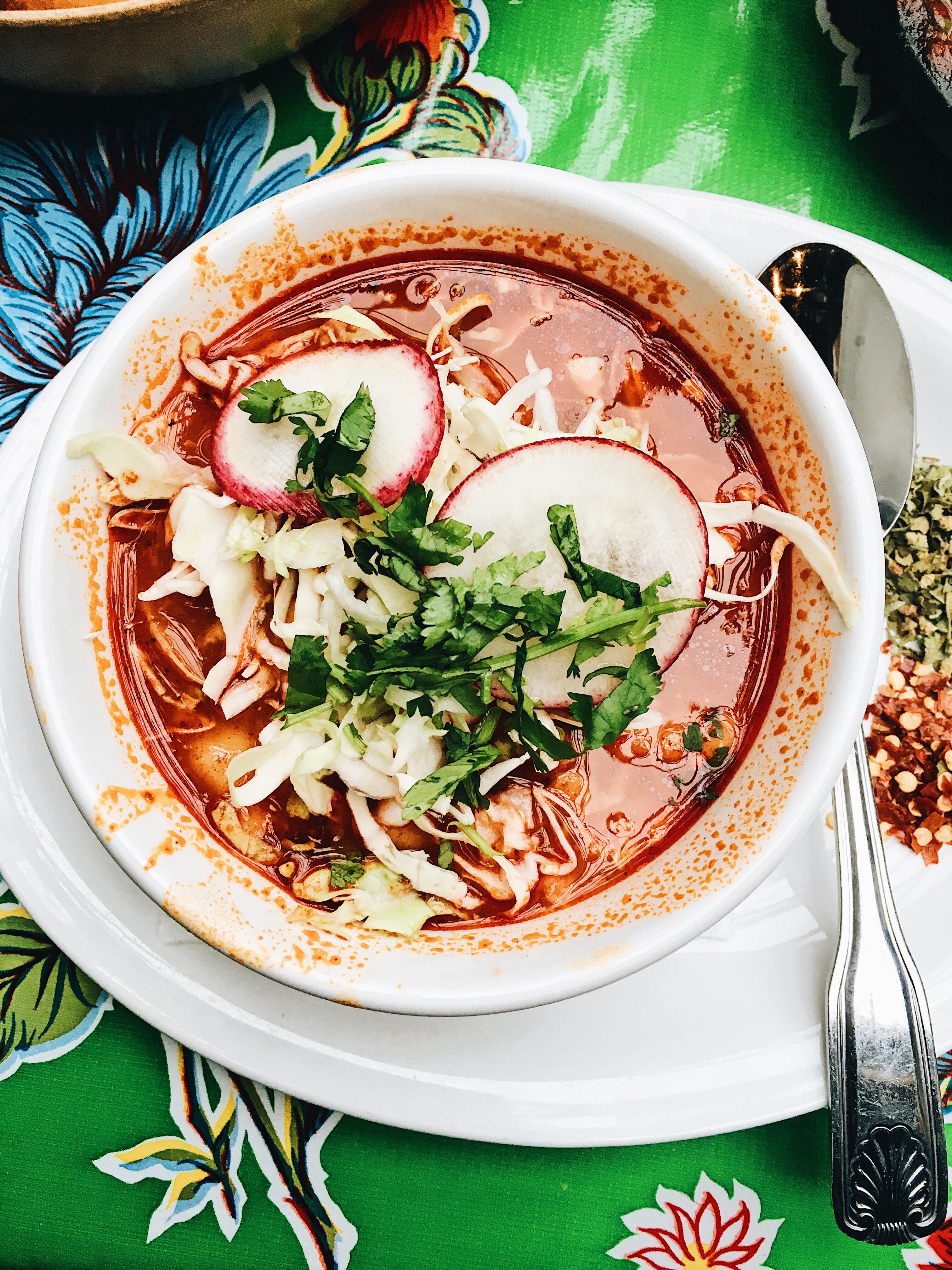 Pozole pork and hominy soup at Fonda La Catrina in Seattle
