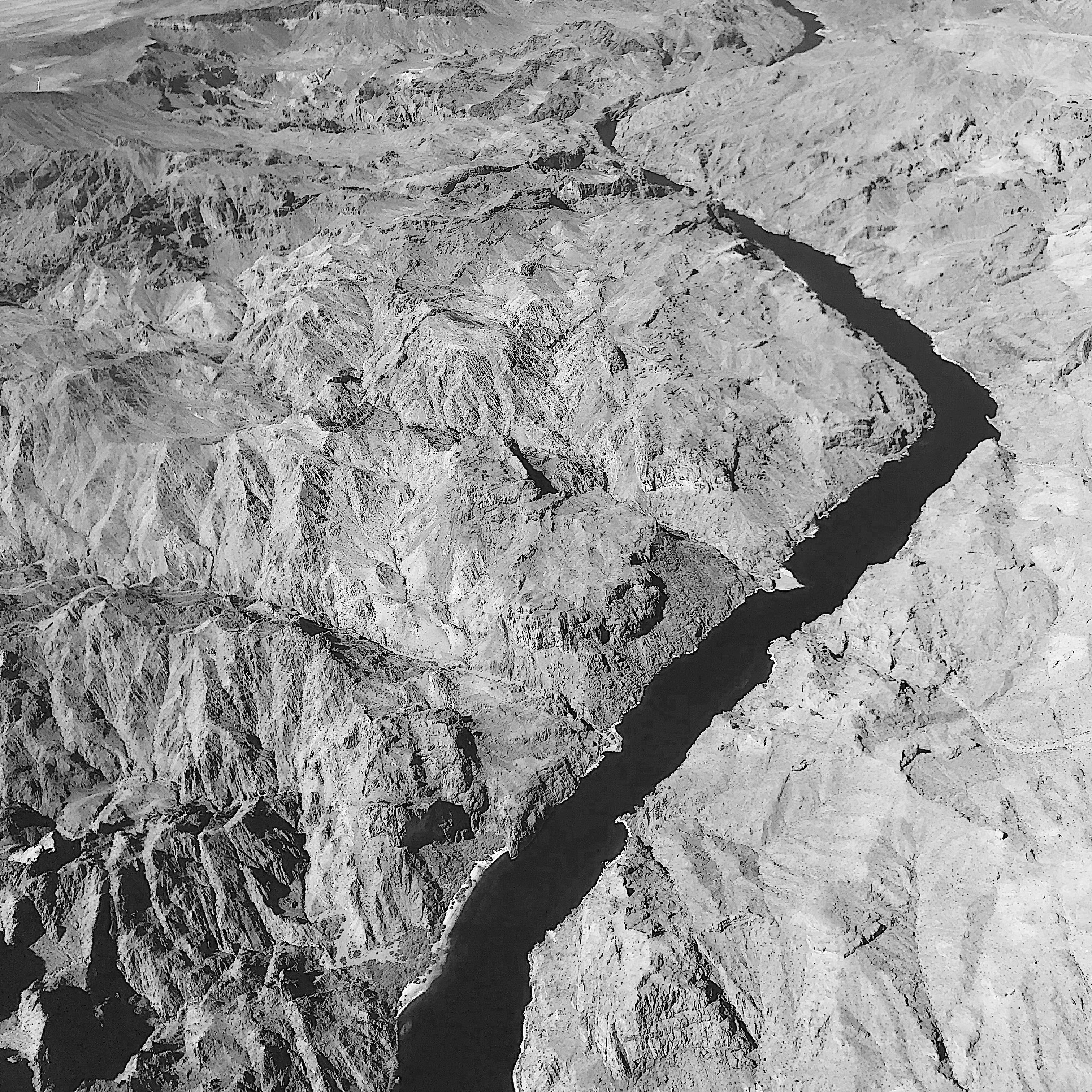 Colorado River From Above The Grand Canyon | Black and White | Photo by Becca Risa Luna