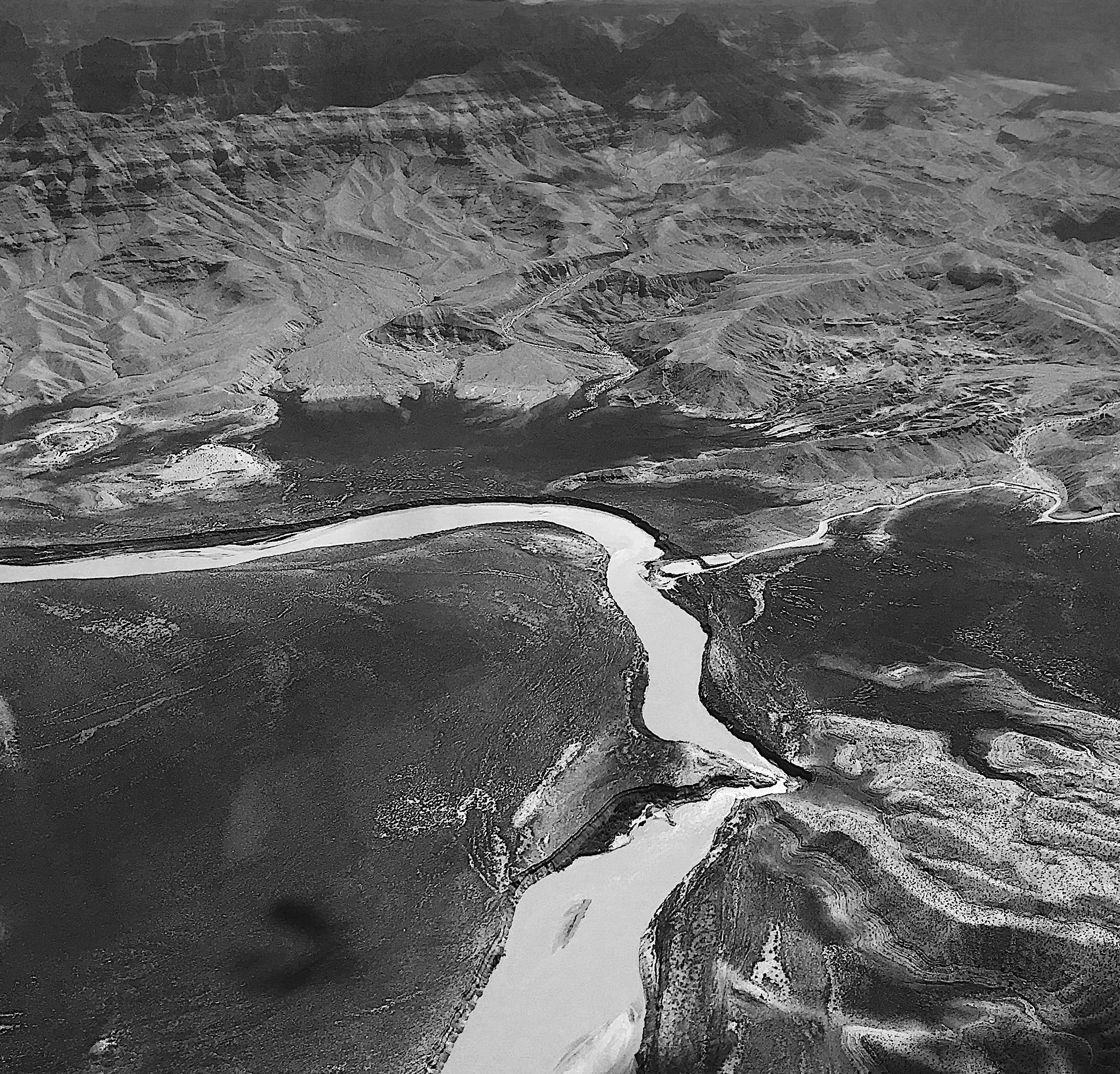 Colorado River From Above The Grand Canyon | Black and White | Photo by Becca Risa Luna