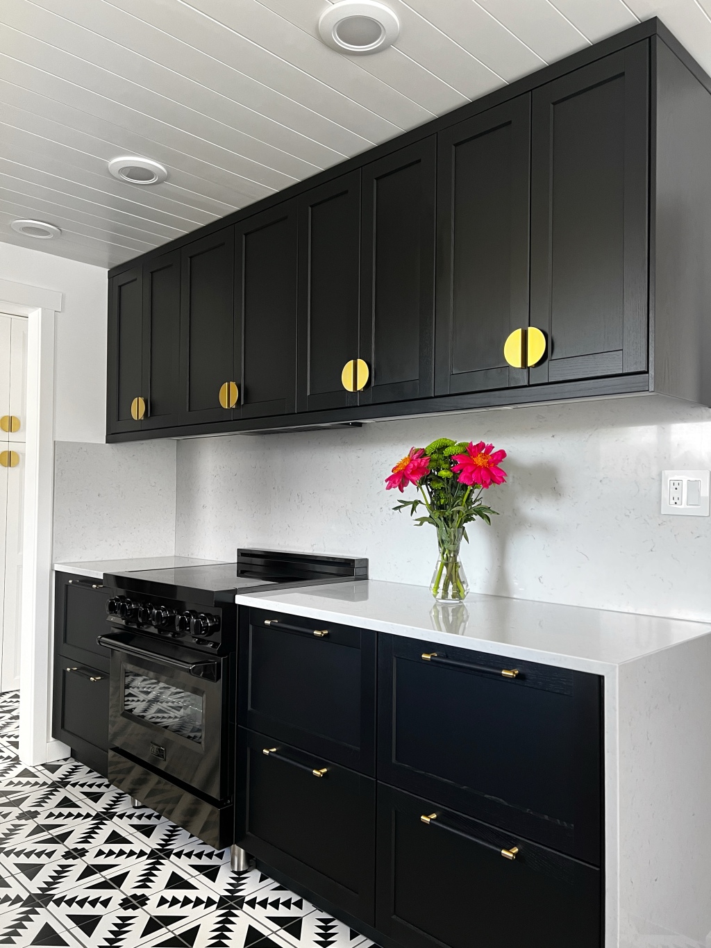 Kitchen Remodel Reveal! IKEA Cabinets + Black & White Geometric Tile Floors