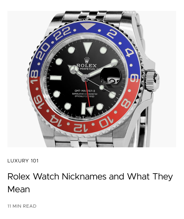 Rolex Watch Nicknames and What They Mean by Becca Risa Luna for FASHIONPHILE